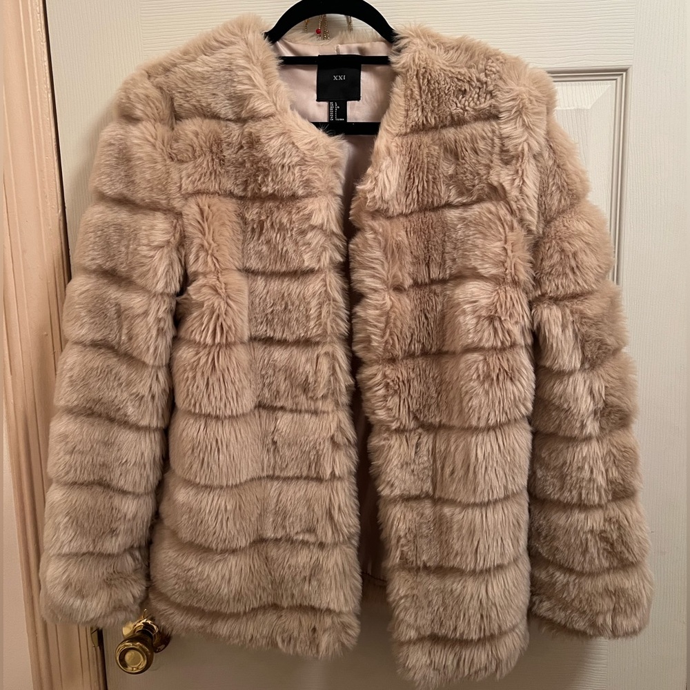 Forever 21 Cream Teddy Jacket